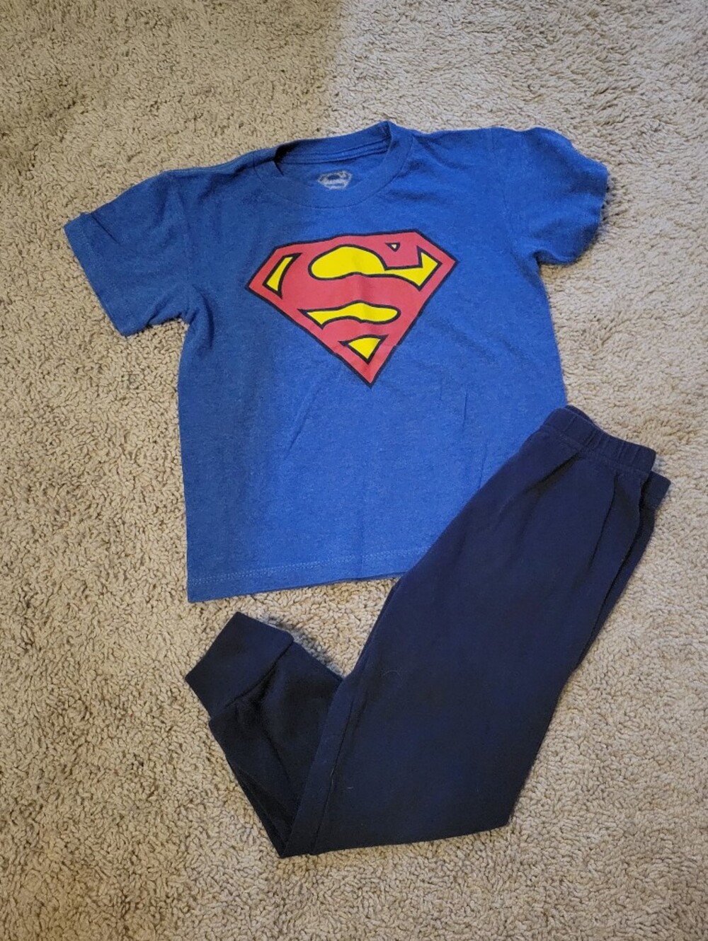DC Comics Blue Superman Logo Tee and Navy Jogger Set